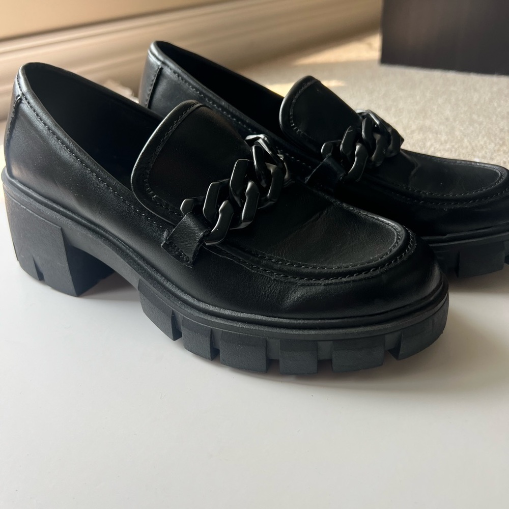 Madden Girl Black Chain Loafers